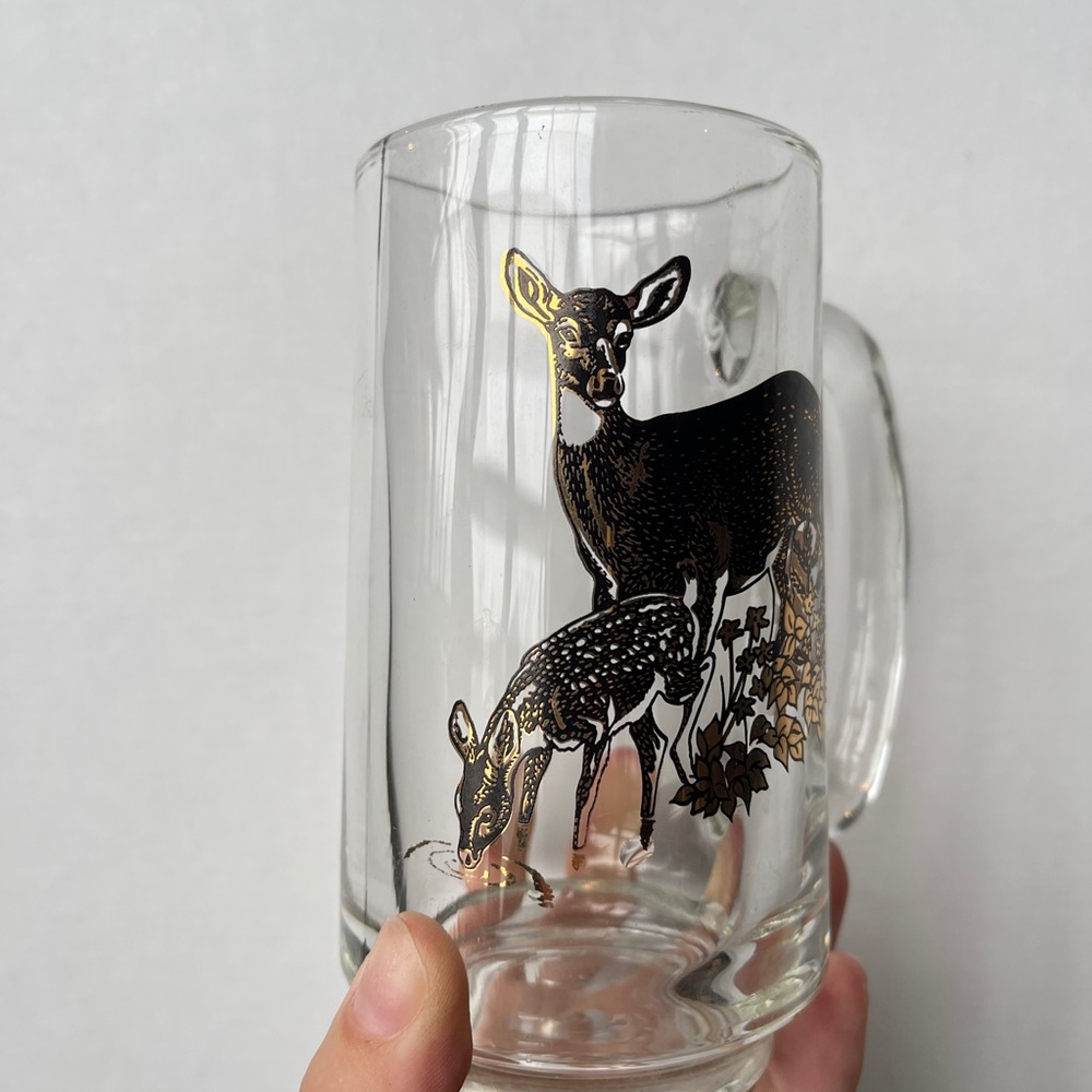 3/$30 🌟 VTG Gold Deer Glass Mug - Picture 2 of 5